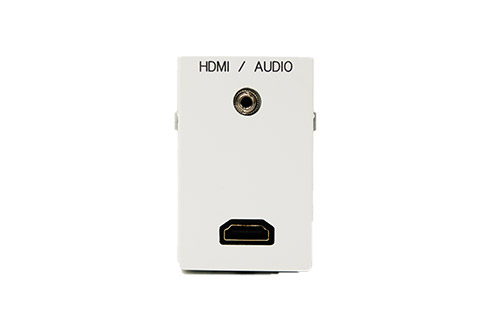 HDMI 2.0 väggplatta mitt MiniJack, FUGA 1½-modul, vit