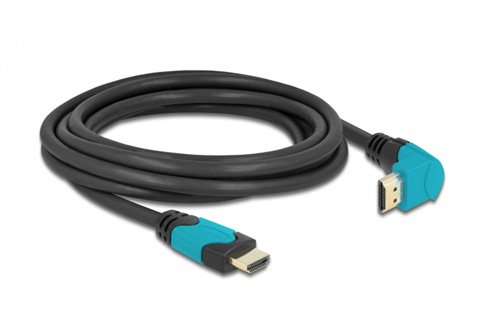 DeLOCK HDMI 2.1 kabel med 90 grader vinkel, sort, 1.00 meter