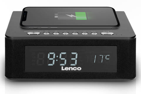 Lenco CR-580BK alarm clock with FM, Bluetooth and Qi - Charger