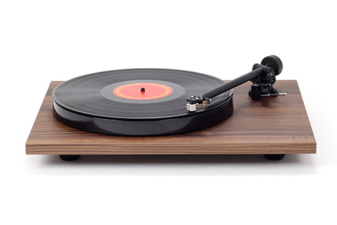 Rega Planar 1 turntable with smoked dust cover, walnut
