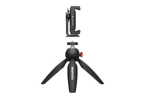 Sennheiser Mobile Kit with Manfrotto PIXI mini tripod and smartphone clamp