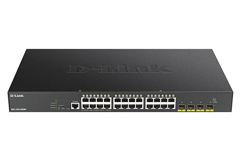 D-Link DGS-1250-28XMP Network Gigabit Switch, 24 Port(RJ45), 4 Port (SFP+), 10/100/1000 Mbps