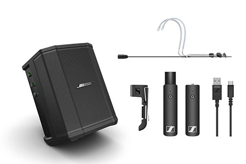 BOSE Pro S1 compact system with Sennheiser XSW-D Headband microphone