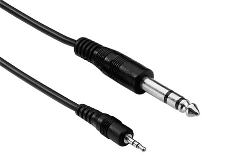 Monacor 6.3 mm. jack for 2.5 mm. microjack cable, black, 2.00 meter