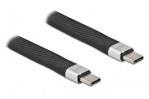 DeLOCK USB 3.2 Gen 2 USB-C for USB-C flat cable, black, 0.13 meter