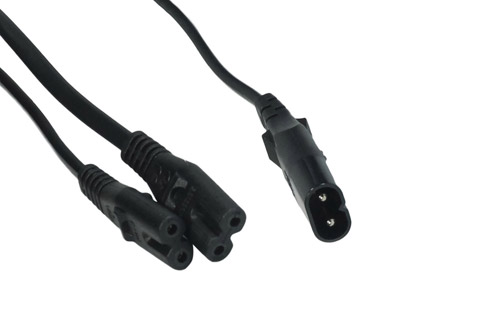 Sinox Connectech 8-tals Y-splitter kabel med euro stik (1x han - 2x hun), sort, 0.50 meter