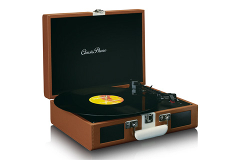 Lenco TT-120 retro turntable with speaker and Bluetooth and battery, open