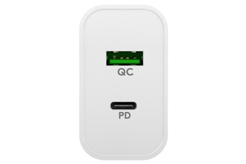 Dobbelt USB oplader (45W PD/ QC 3.0), hvid