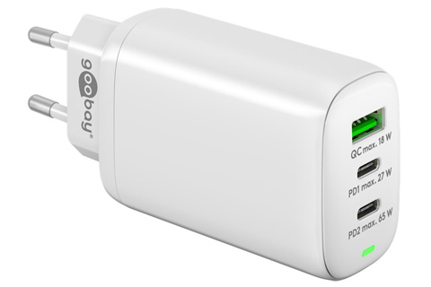 Goobay 3-ports USB-A / USB-C  oplader (65W PD/QC 3.0), hvid