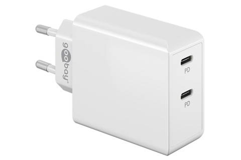 Dobbelt USB-C oplader med Power Delivery, 36W, hvid