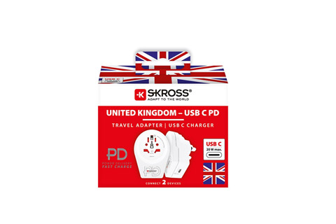 Skross Verden til UK rejseadapter med USB-C PD