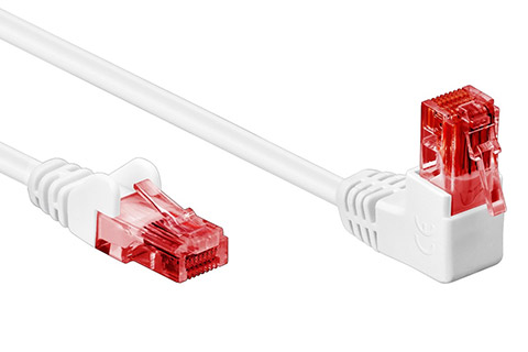 CAT6 U/UTP network cable, RJ45 angled-straight – White