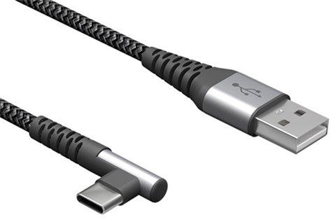 USB-A to C cable Textile covered, black - 0,50 meter