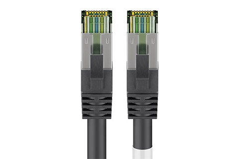 CAT 8.1 S/FTP RJ45 ethernet cable, black | 0,25 meter