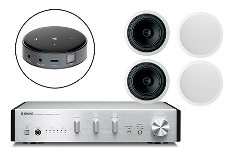 Yamaha CA A-U670 amplifier + Wiim Mini + ceiling speakers | silver, incl. 4 speakers,  1 system