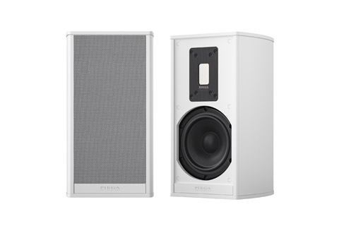 PIEGA Premium 301 Wireless Gen2 active shelf speakers, white varnish alu, gray fabric grill,  1 pair