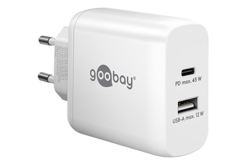 USB-A/ USB-C charger (45W PD), white