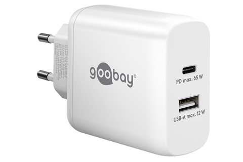 USB-A/ USB-C charger (12W+65W PD), white