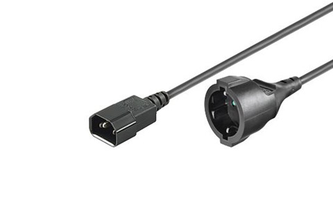 MicroConnect 230V~ Power extention cable C14 to Schuko, black | 2 meter