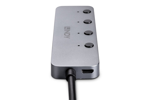 USB-C 3.2 Gen 1 hub med tænd/ sluk knapper, 4-vejs