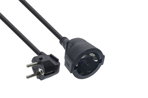 230V Schuko strøm forlængerkabel med vinklet stik (3 x 1.50 mm²) black