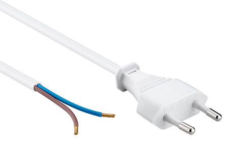 230V Power cable without plug, white | 1,5 meter