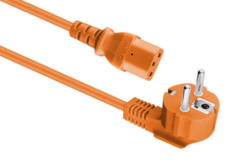 230V Apparat strømkabel med Schuko stik til C13 | orange | 2 meter