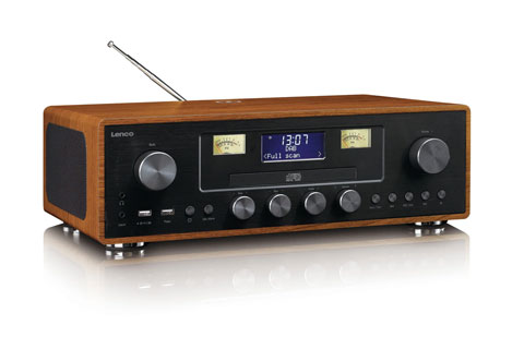 Lenco DAR081 radio med FM/DAB+, CD, BT, USB og Qi lader