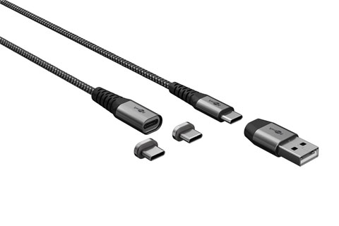 Magnestisk 2 i 1 USB kabel (3A / 60W) | 1 meter