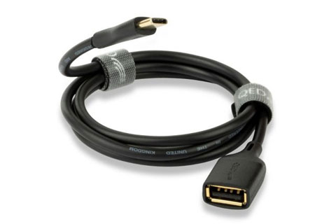 QED Connect USB-A till USB-C adapter-kabel, svart | 0,15 meter
