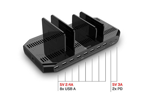 10 i 1 USB-ladestation (8x12W - 2x15W) lifestyle