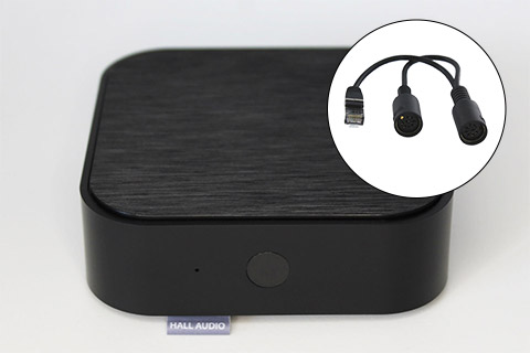 HALL AUDIO WiFi Streamer base with RJ45 to Powerlink female Y splitter adaptor, black