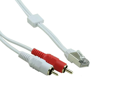 Almando Powerlink RJ45 to stereo RCA | white | 1,00 meter