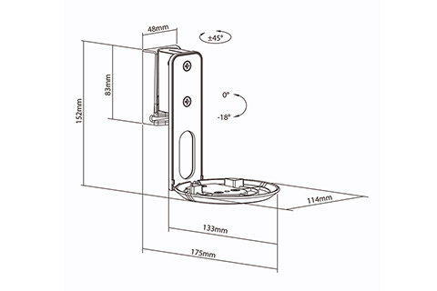 vægbeslag til Sonos ERA 100 - Dimensions