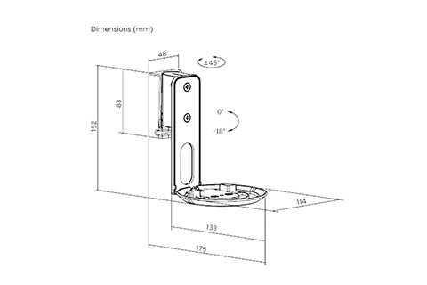 vægbeslag til Sonos ERA 100 - Dimensions