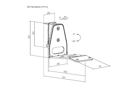 vægbeslag til Sonos ERA 300, Dimensions