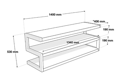 Esse 140 TV/Hifi Møbel - Dimensions