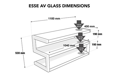 Esse 110 TV/Hifi møbel - Dimensions