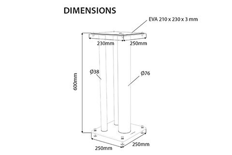 Stylum Max højttalerstander - Dimensions