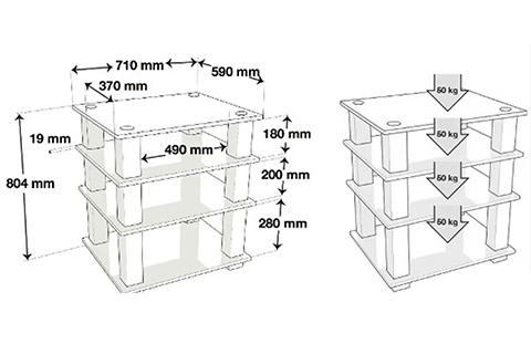 NorStone SQUARE HIFI rack - Dimensions