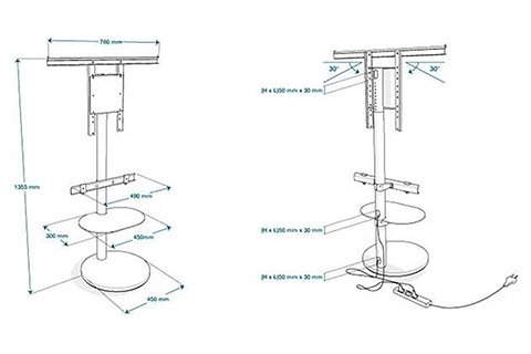 NorStone Tiblen SB TV gulvstander - Dimensions