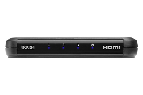 3-vejs HDMI switch med kabel (3 ind - 1 ud) - Front