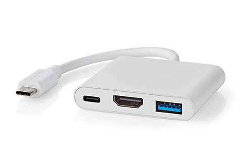 USB-C multiport adapter USB-C han til (USB-A/USB-C og HDMI), White