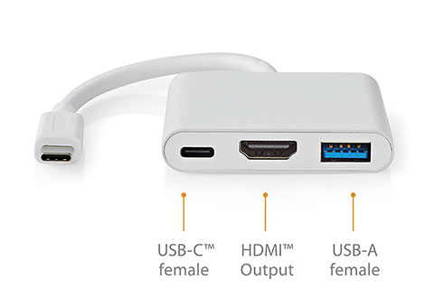 USB-C multiport adapter USB-C han til (USB-A/USB-C og HDMI)