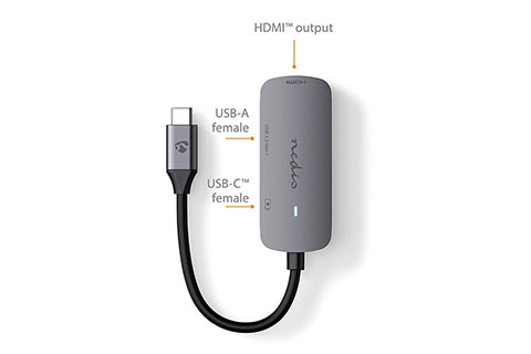 USB-C multiport adapter USB-C han til USB-A/USB-C og HDMI