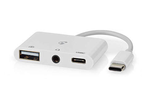 USB-C multiport adapter USB-C han til USB-A/USB-C og 3,5mm Jac