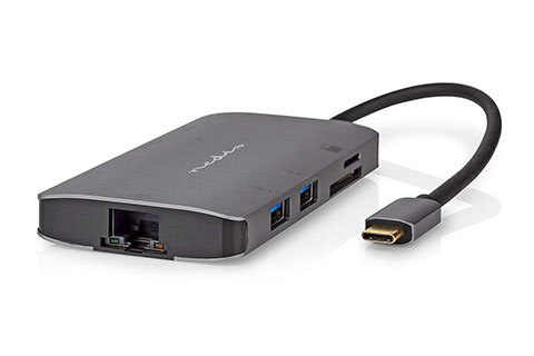 USB-C multiport adapter (USB-C han til USB-A/USB-C, RJ45,SD og HDMI)