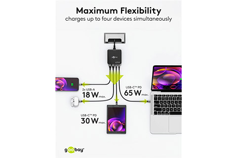 4-port USB-A / USB-C charger 65W PD/QC 3.0 - Lifestyle