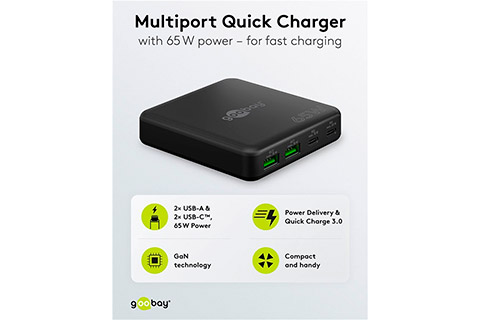 4-port USB-A / USB-C charger 65W PD/QC 3.0 - Lifestyle