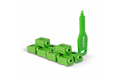 SFP port locks, Green - 10pcs + Key